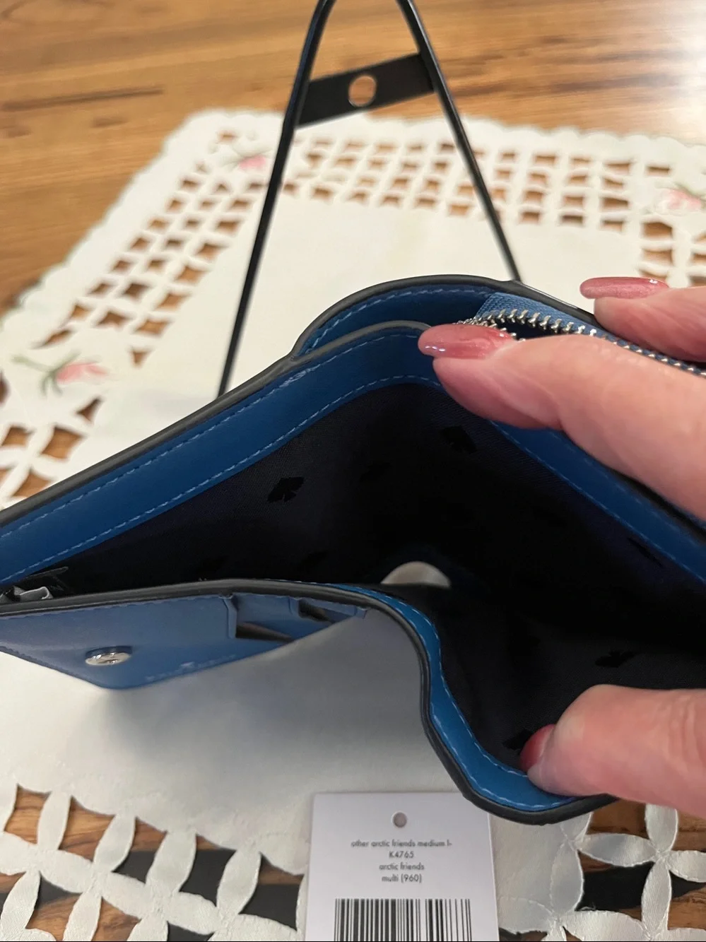 kate spade Blue Polar Bear Compact Zip Wallet - Picture 5 of 8